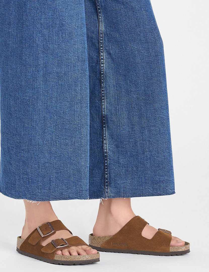 Sandálias Arizona Suede Leather Castanho Estreito