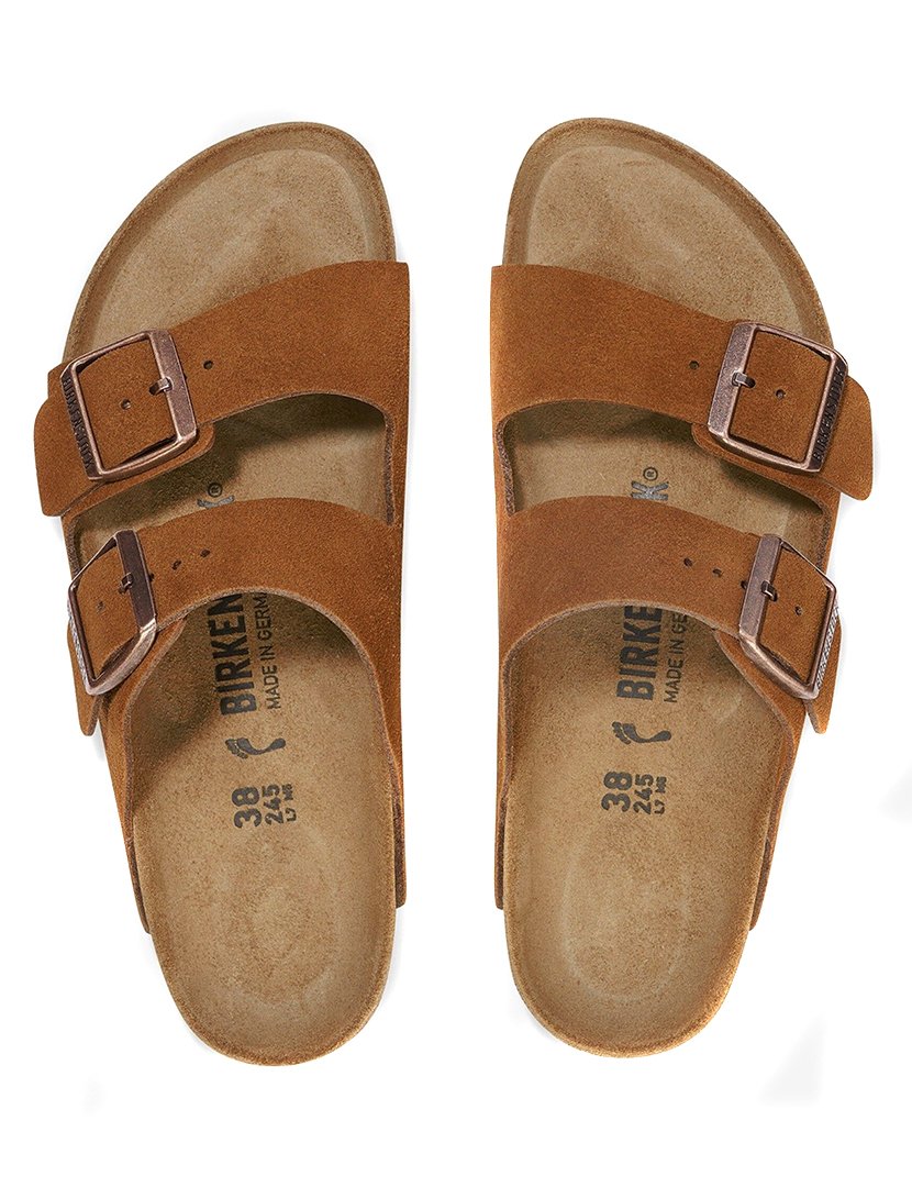 Sandálias Arizona Suede Leather Castanho Estreito