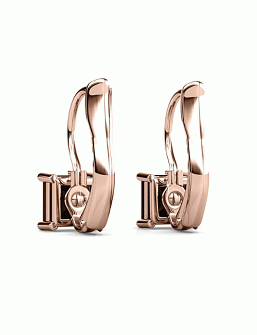 Brincos Quadrados Preto Rose Gold