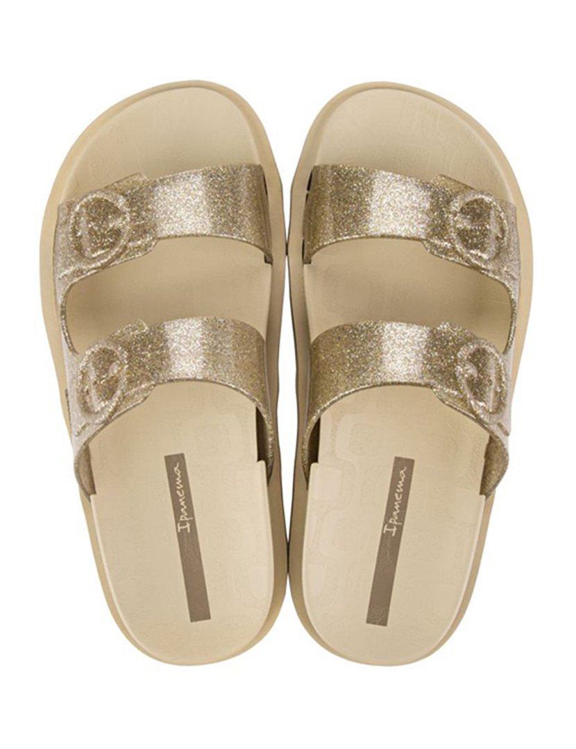 Chinelos Follow Bege Glitter