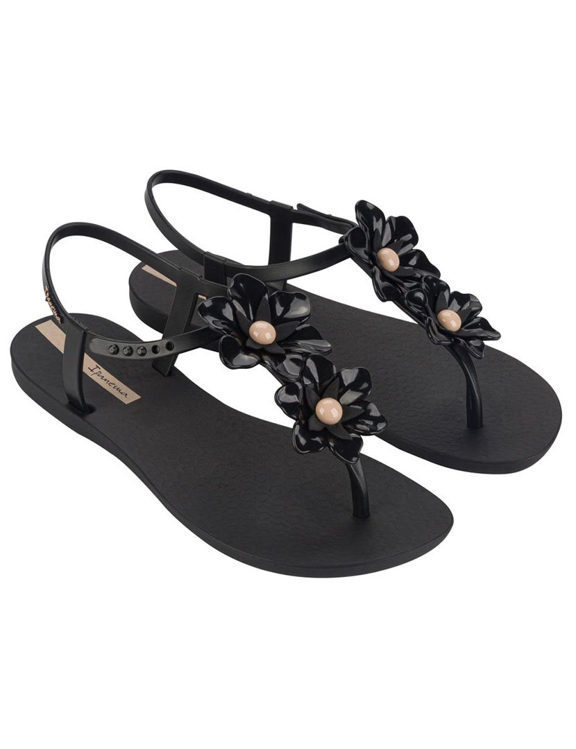 Sandálias Duo Flowers Preto