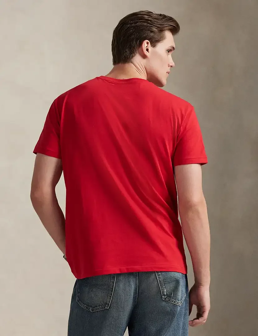 T-Shirt Classic Fit Vermelha Logotipo Azul Marinho