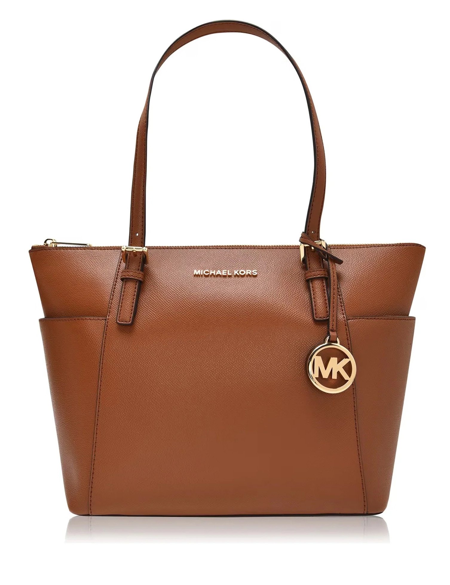 Charlotte Large Saffiano Leather Top-Zip Tote Bag