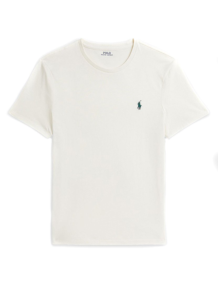 T-shirt Slim Fit Bege Logotipo Navy 