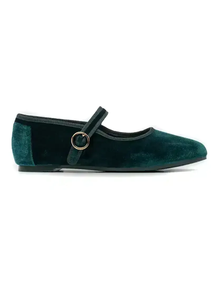 Mary Jane Velvet Evergreen