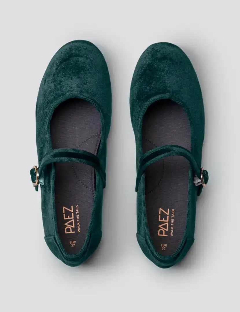 Mary Jane Velvet Evergreen