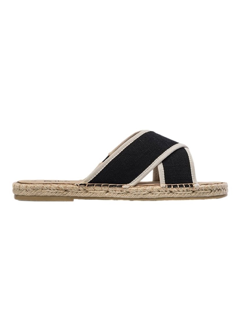 Sandálias Crossed Linen Black