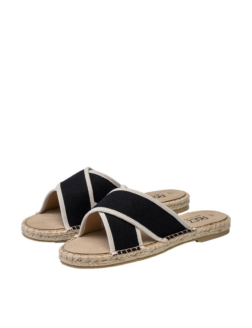 Sandálias Crossed Linen Black