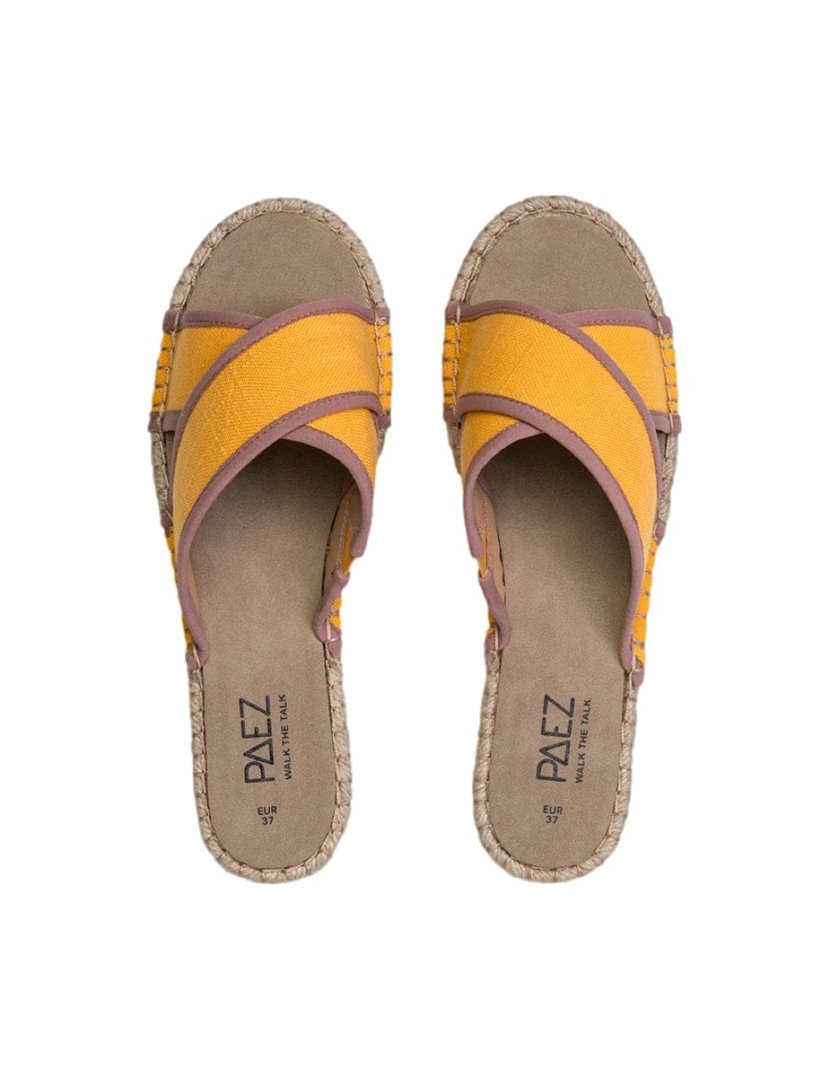 Sandálias Crossed Linen Saffron
