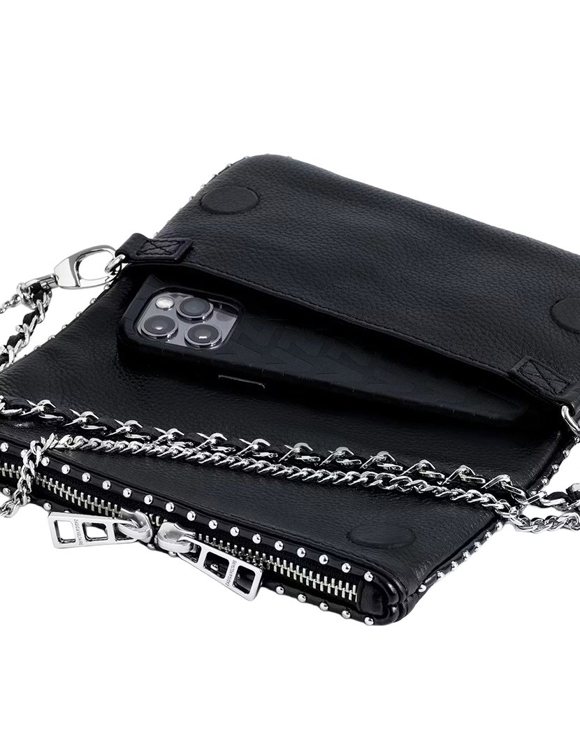 Rock Nano Grained Leather Studs Black