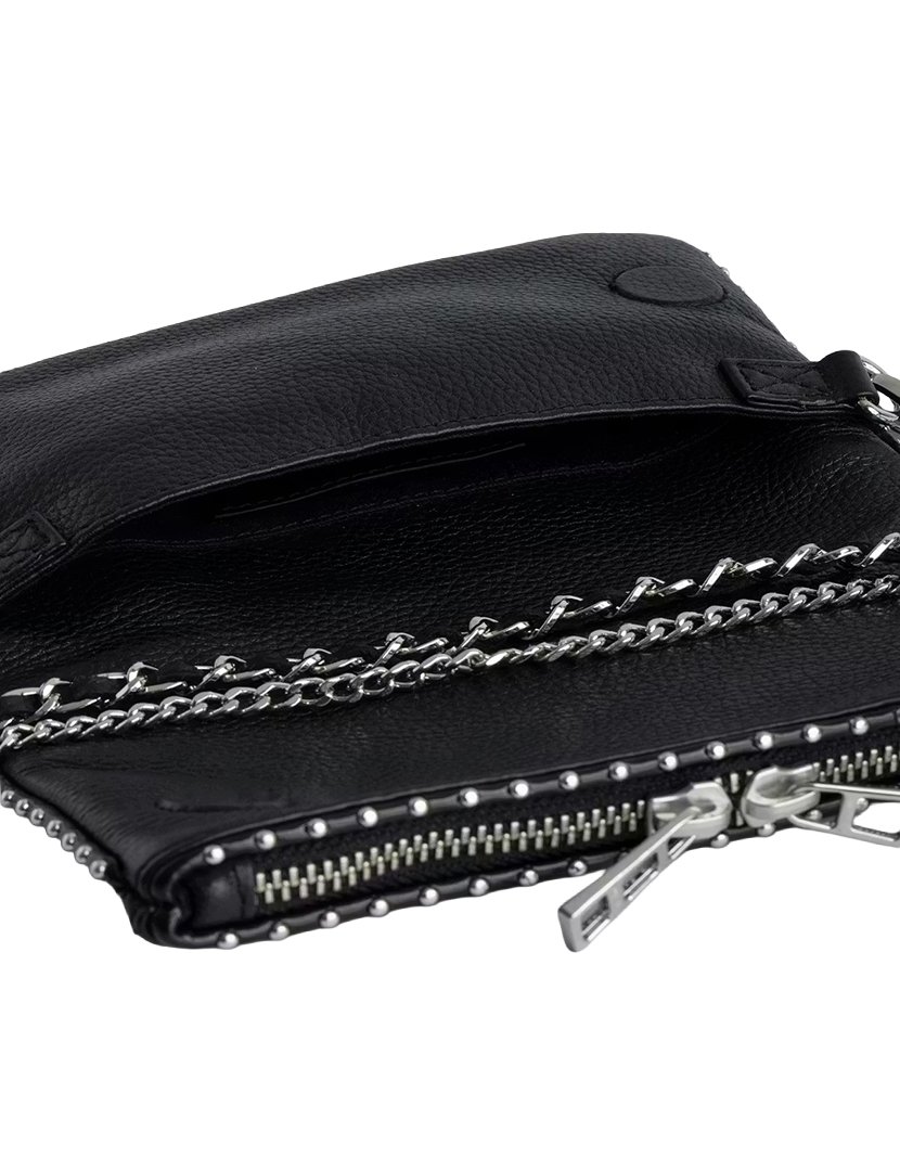 Rock Nano Grained Leather Studs Black