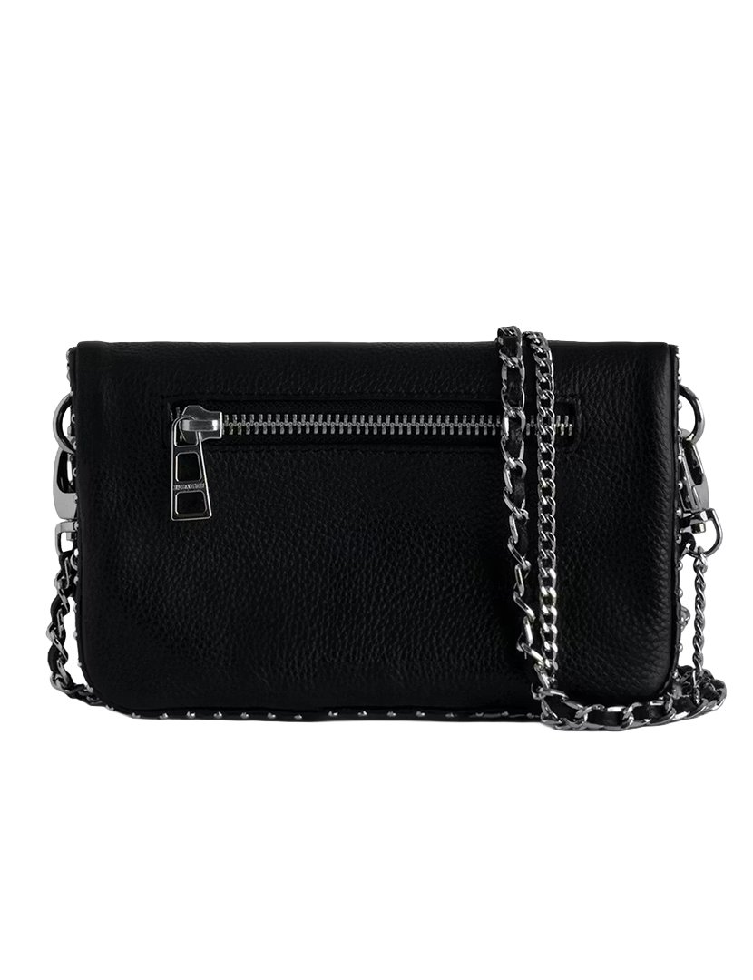 Rock Nano Grained Leather Studs Black