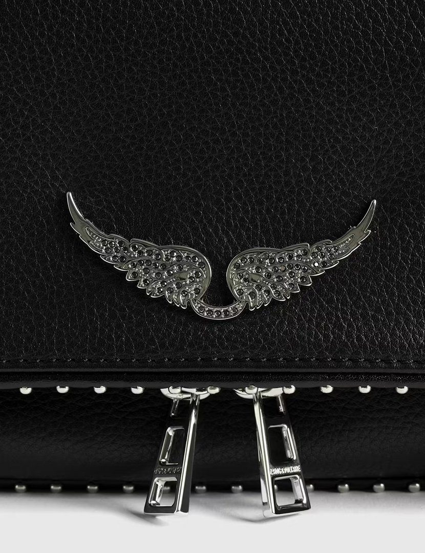 Rock Grained Leather Studs Black