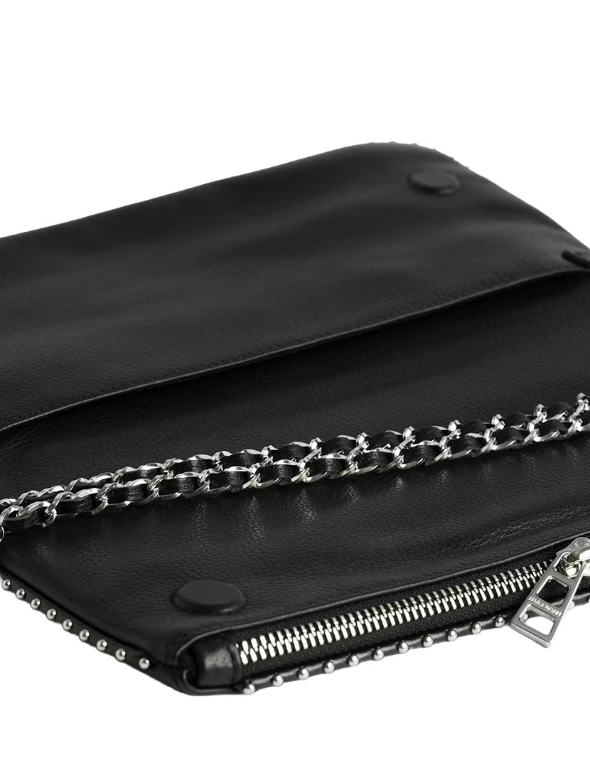 Rock Grained Leather Studs Black