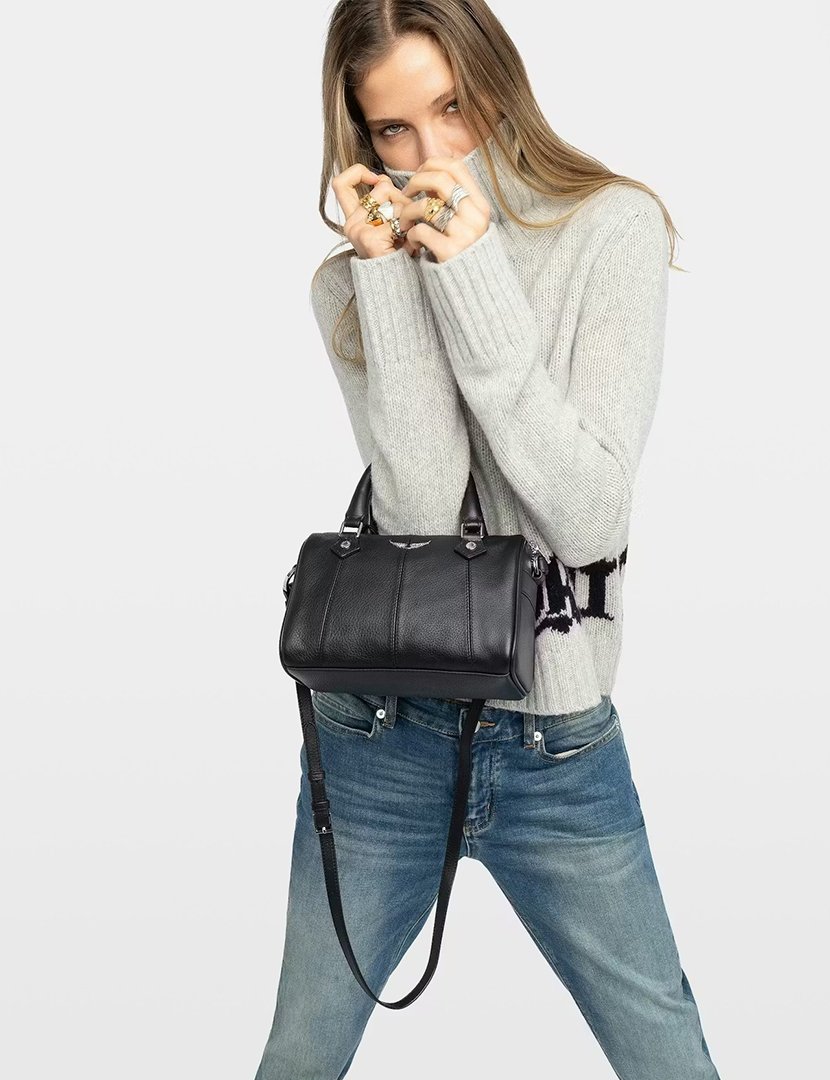 Sunny Small Vibe Grained Leather Black