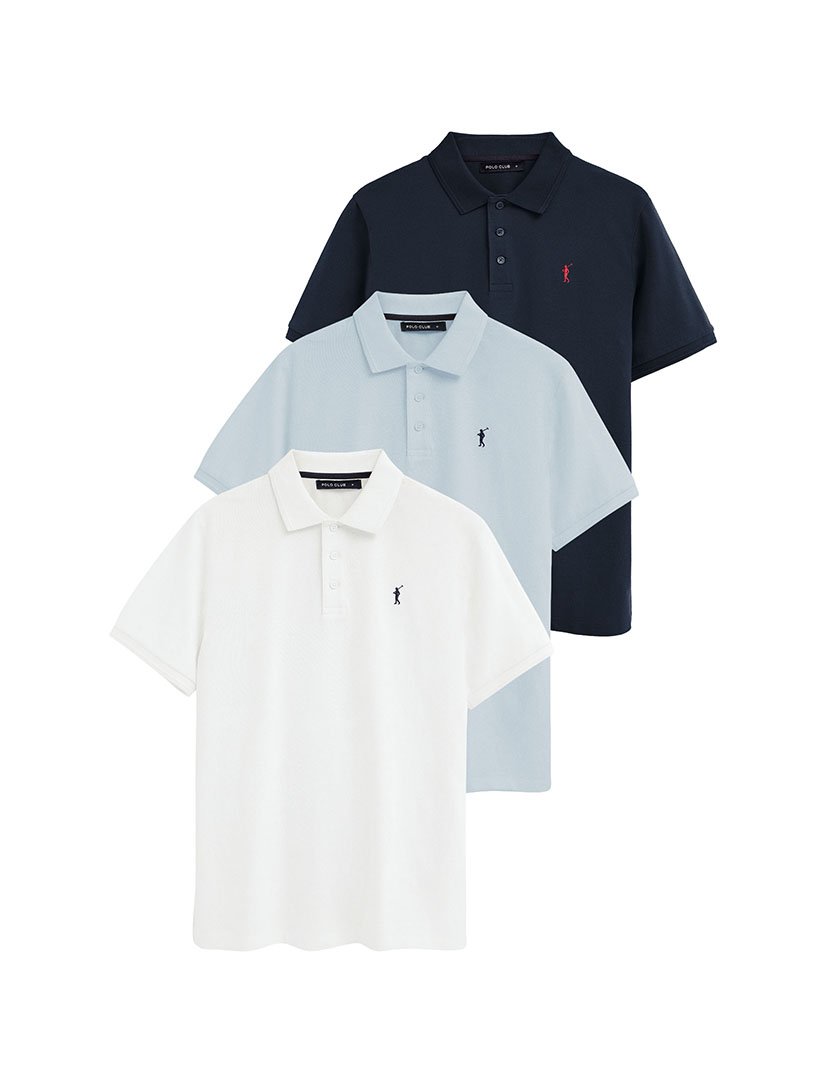 Pack 3 Pólos Regular Fit Multicor