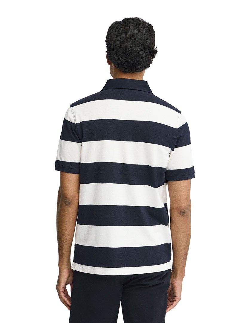 Pólo Riscas Loose Fit Azul-Branco