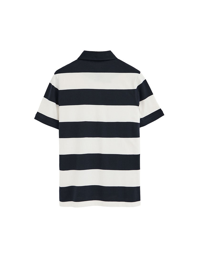 Pólo Riscas Loose Fit Azul-Branco