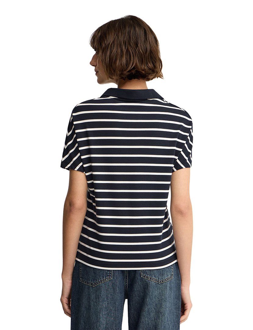 Pólo Riscas Regular Fit Azul-Branco
