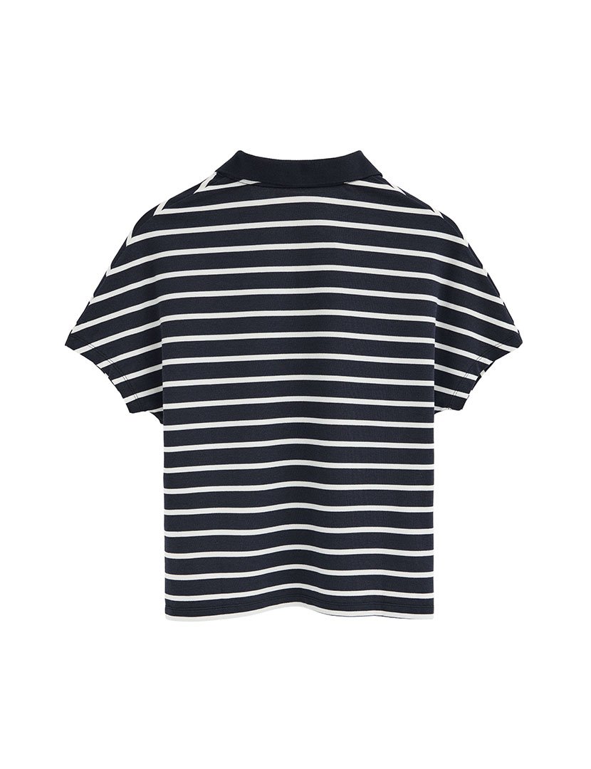 Pólo Riscas Regular Fit Azul-Branco