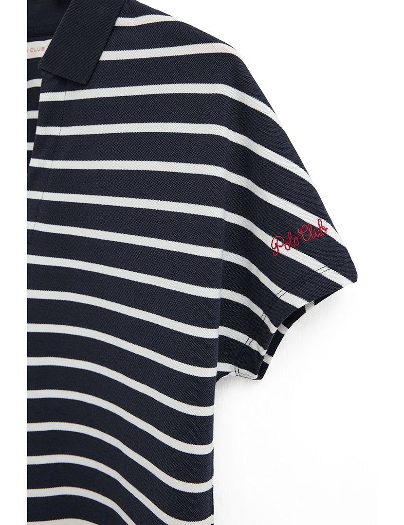 Pólo Riscas Regular Fit Azul-Branco