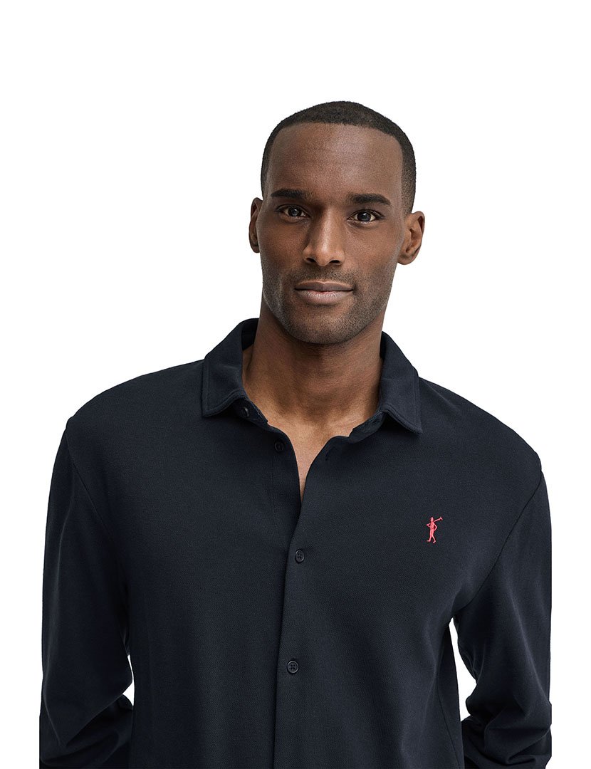 Pólo manga comprida Slim Fit Azul