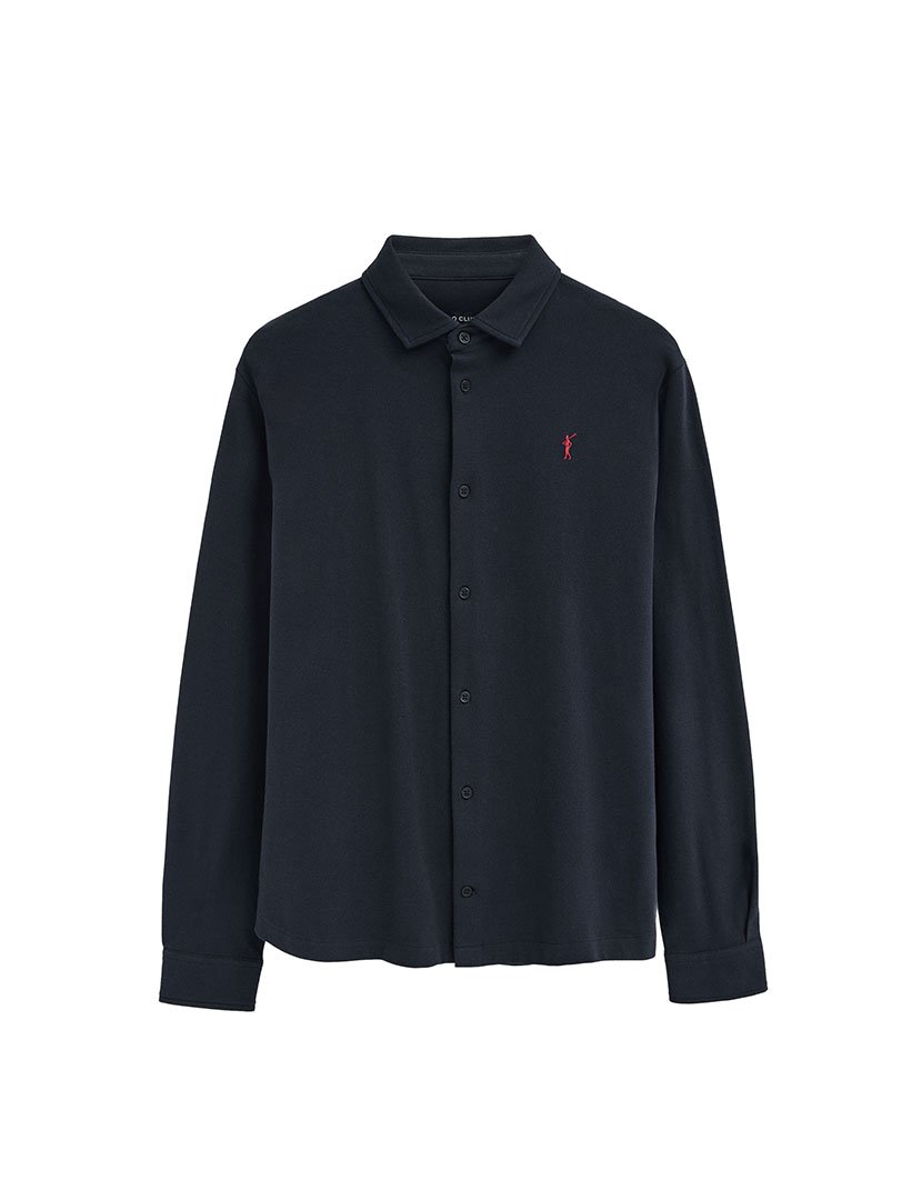 Pólo manga comprida Slim Fit Azul