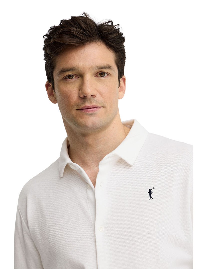Pólo manga comprida Slim Fit Branco
