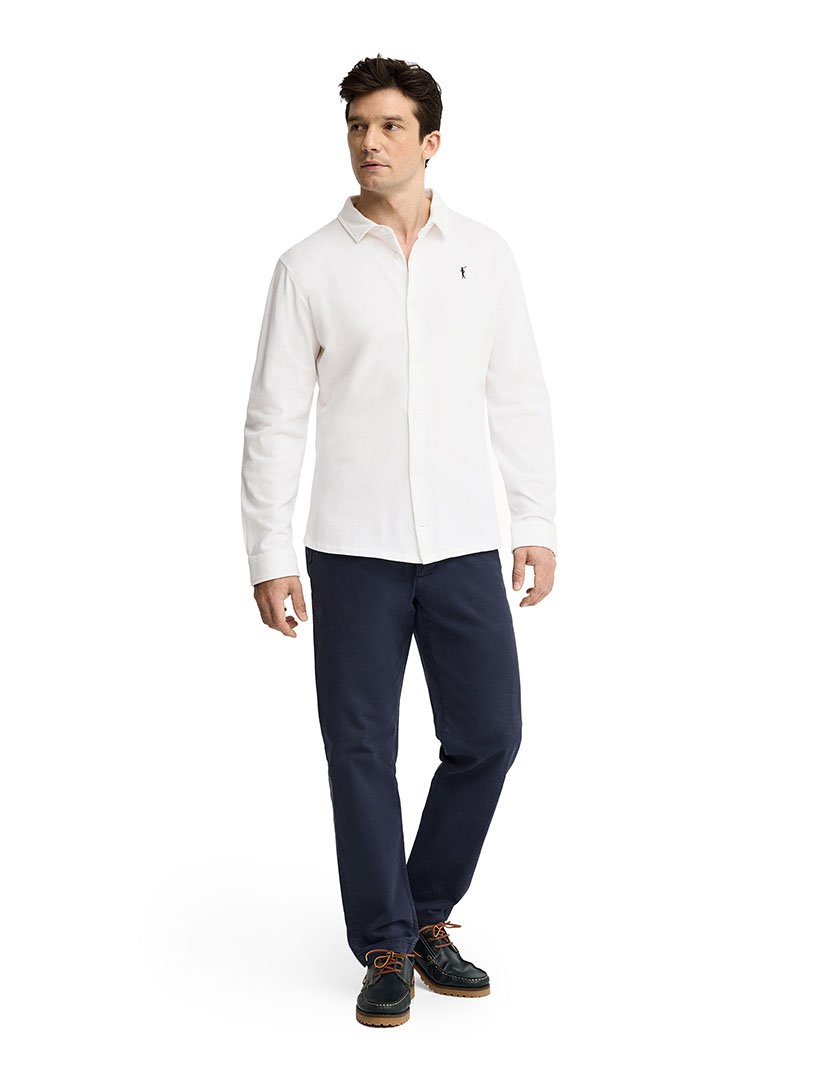 Pólo manga comprida Slim Fit Branco