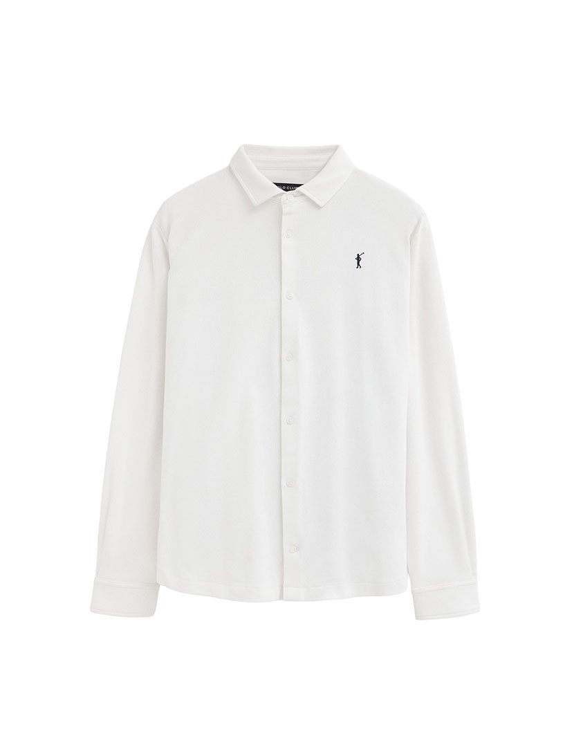 Pólo manga comprida Slim Fit Branco