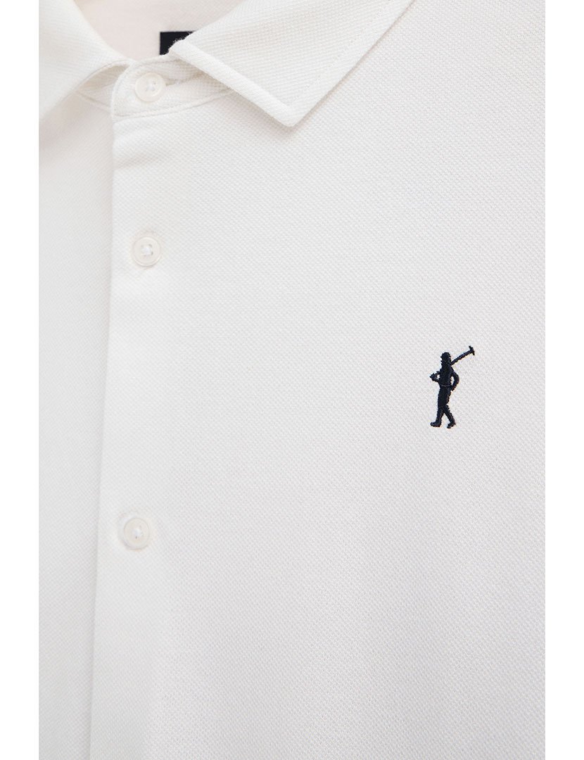 Pólo manga comprida Slim Fit Branco