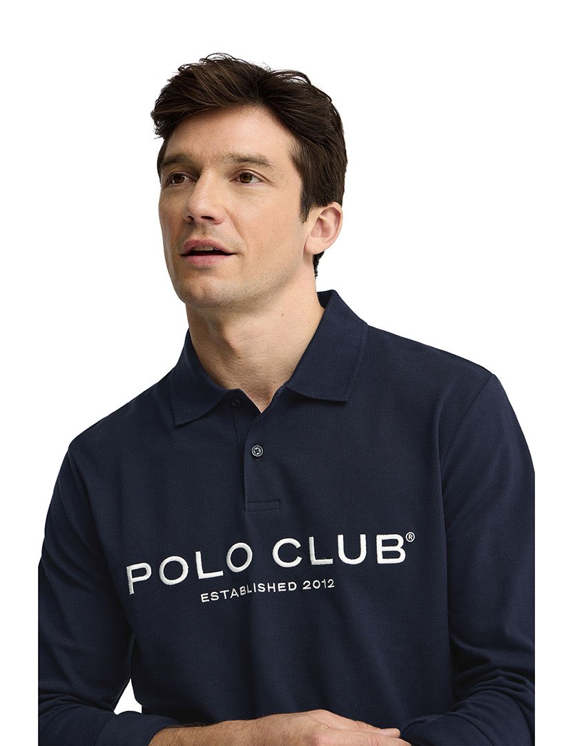 Pólo manga comprida Loose Fit Azul