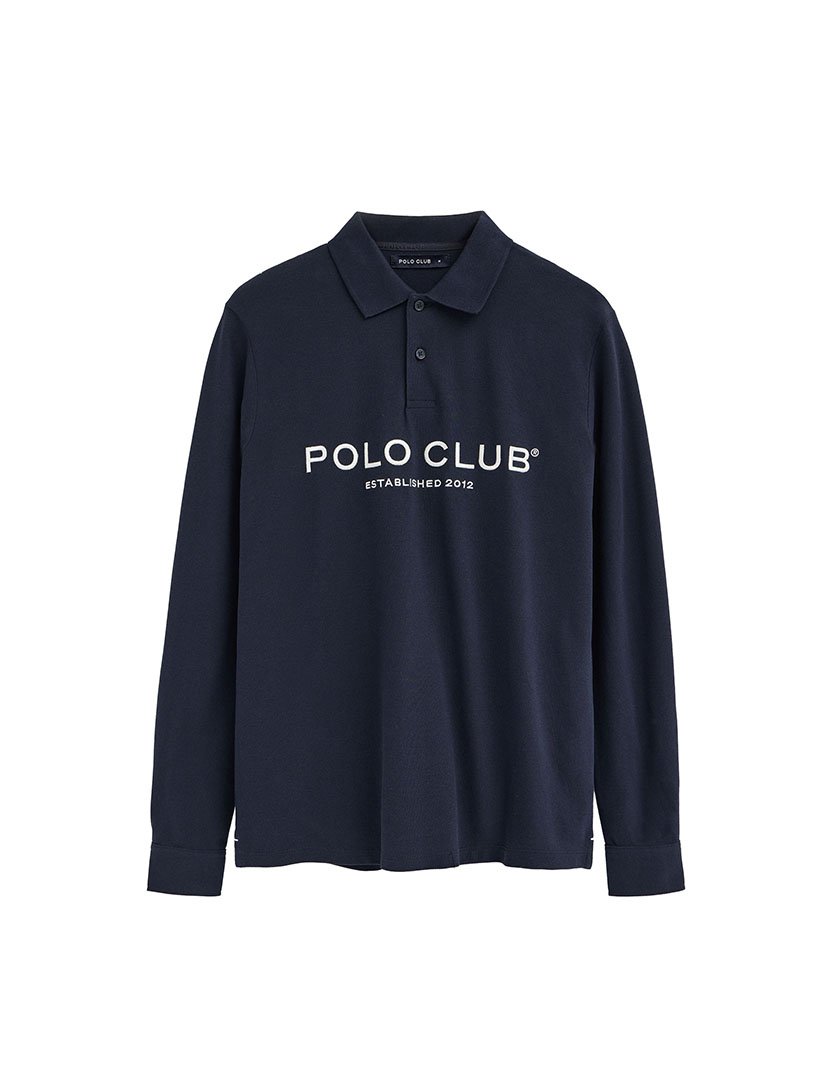 Pólo manga comprida Loose Fit Azul