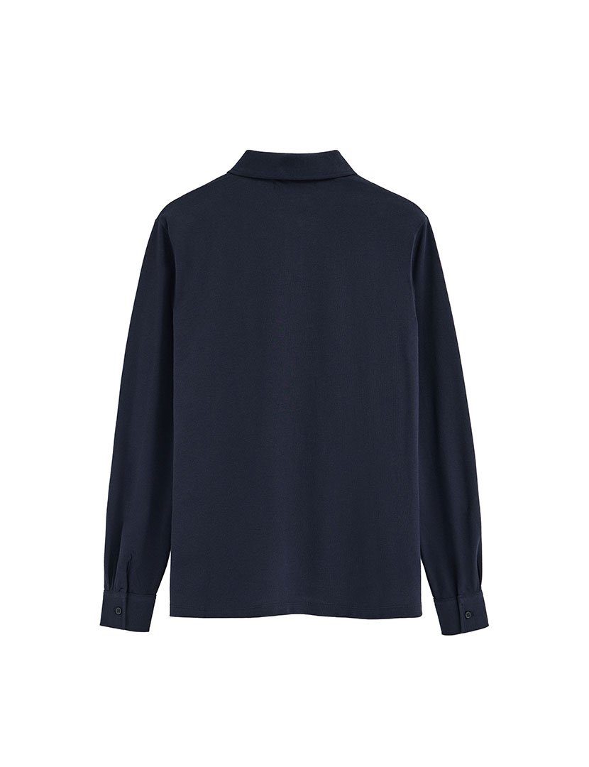 Pólo manga comprida Loose Fit Azul