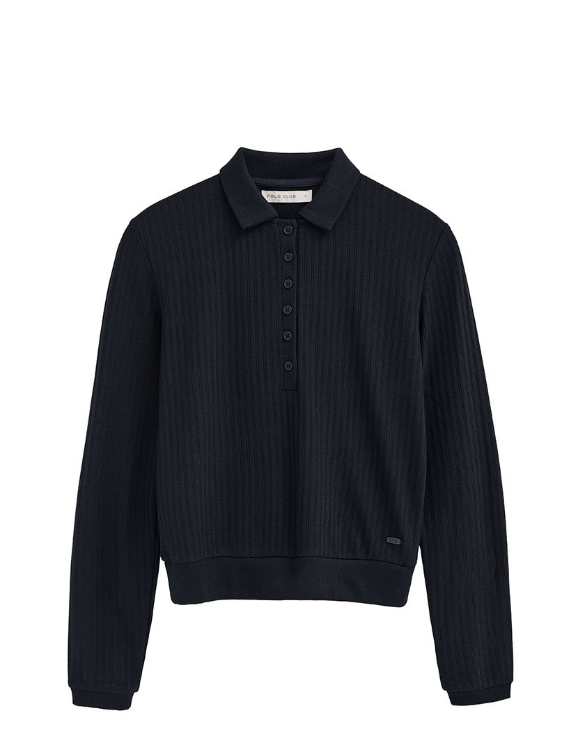 Pólo manga comprida Regular Fit Azul