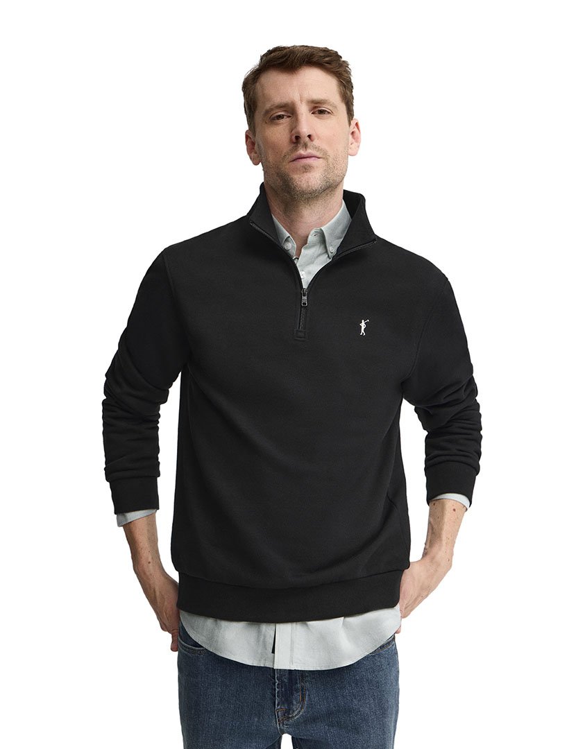 Sweatshirt meio zip Regular Fit Preto