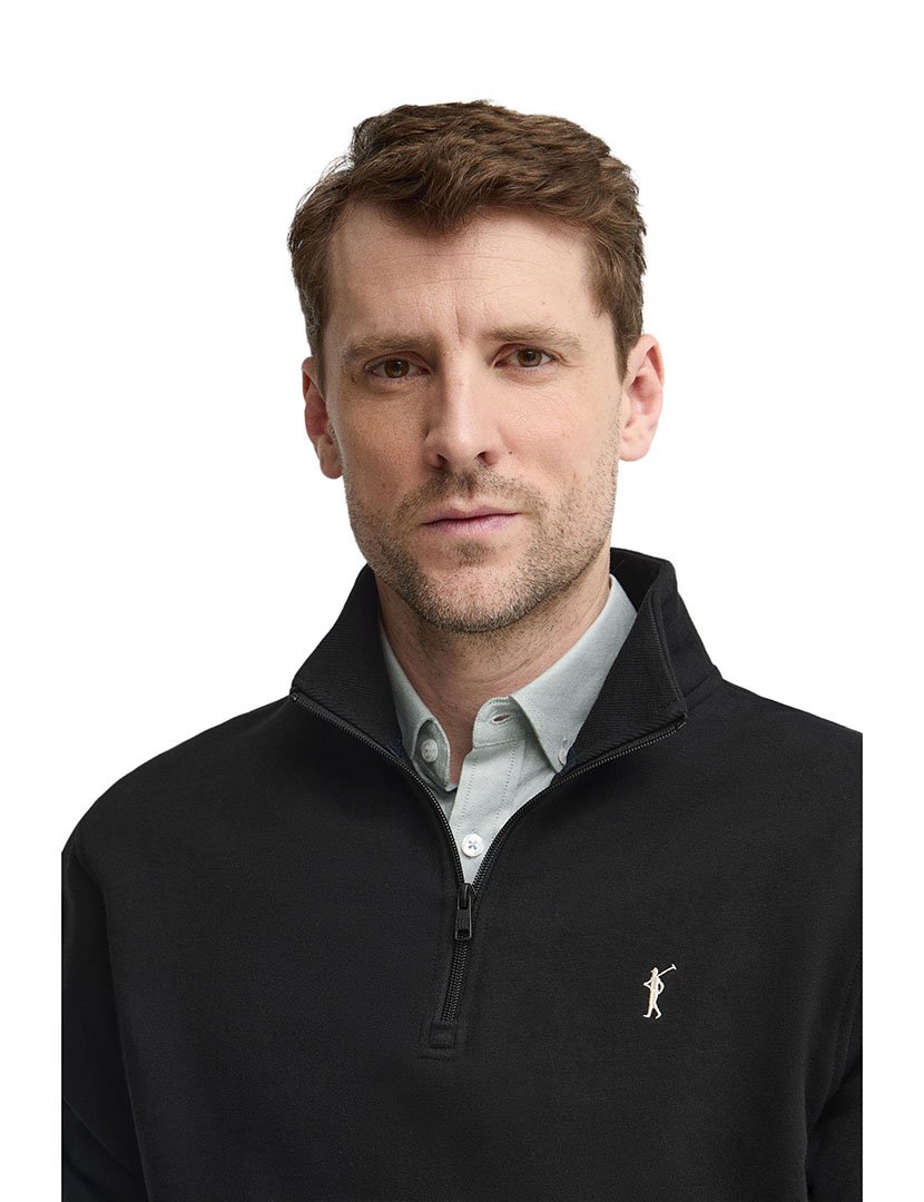 Sweatshirt meio zip Regular Fit Preto