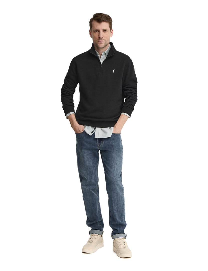 Sweatshirt meio zip Regular Fit Preto