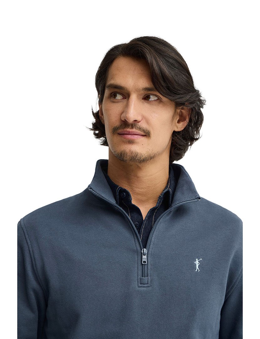Sweatshirt meio zip Regular Fit Azul