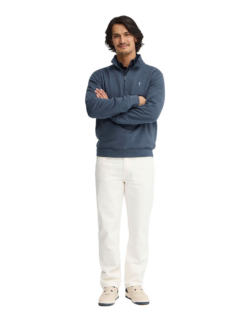 Sweatshirt meio zip Regular Fit Azul