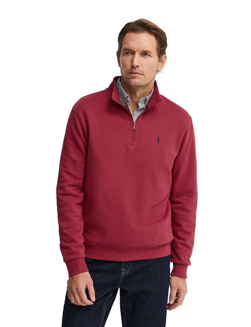 Sweatshirt meio zip Regular Fit Vermelho