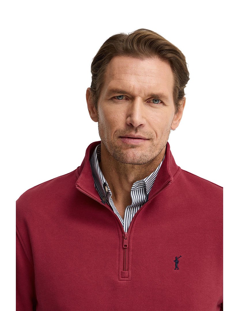 Sweatshirt meio zip Regular Fit Vermelho