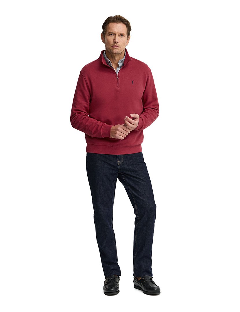 Sweatshirt meio zip Regular Fit Vermelho