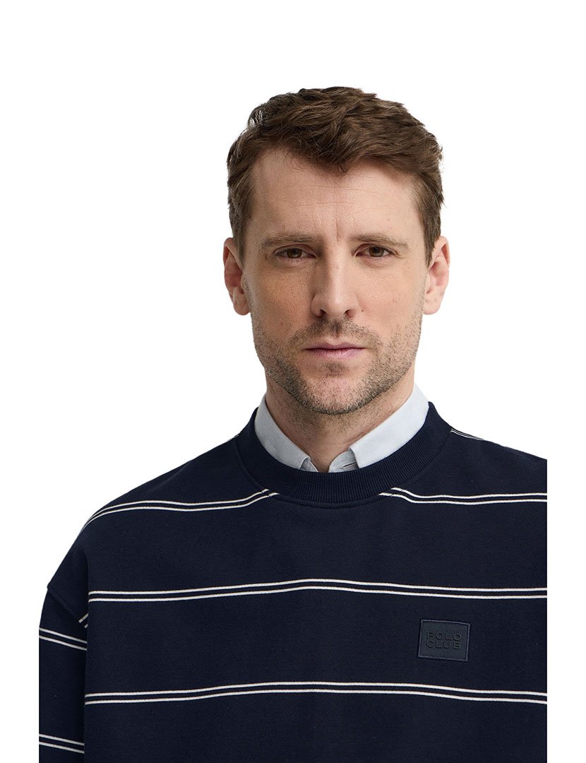 Sweatshirt Riscas Oversize Fit Azul