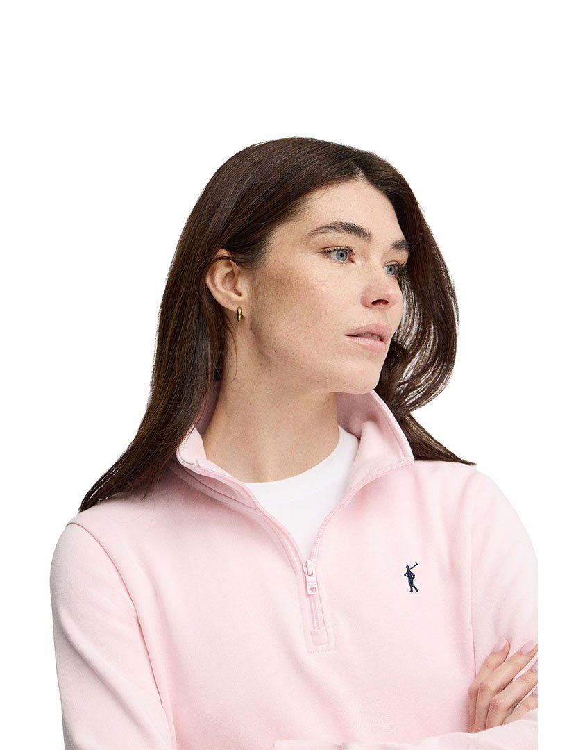 Sweatshirt meio zip Regular Fit Rosa