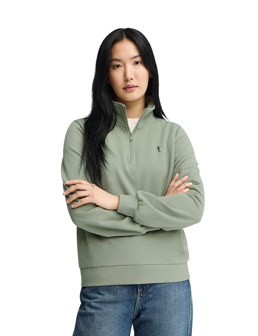 Sweatshirt meio zip Regular Fit Verde Claro