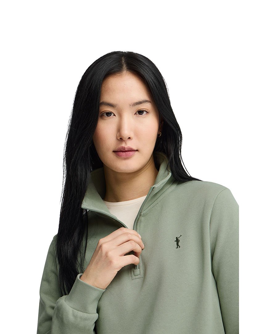 Sweatshirt meio zip Regular Fit Verde Claro