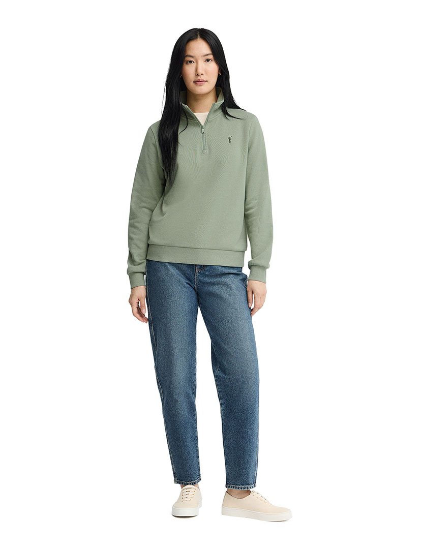 Sweatshirt meio zip Regular Fit Verde Claro