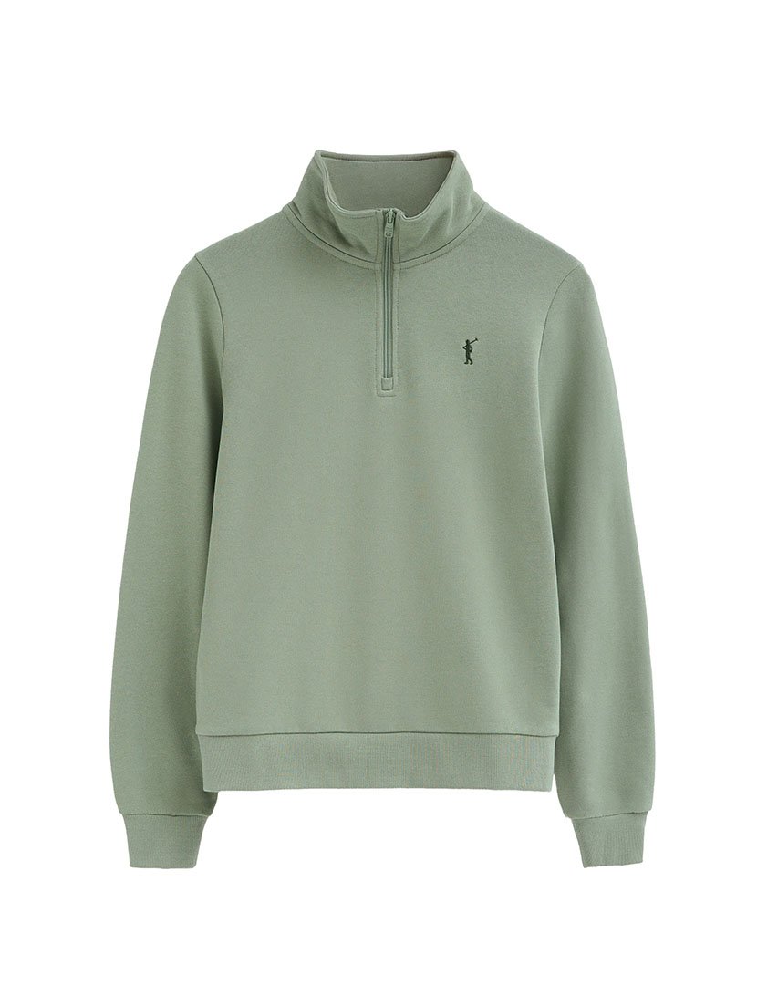 Sweatshirt meio zip Regular Fit Verde Claro