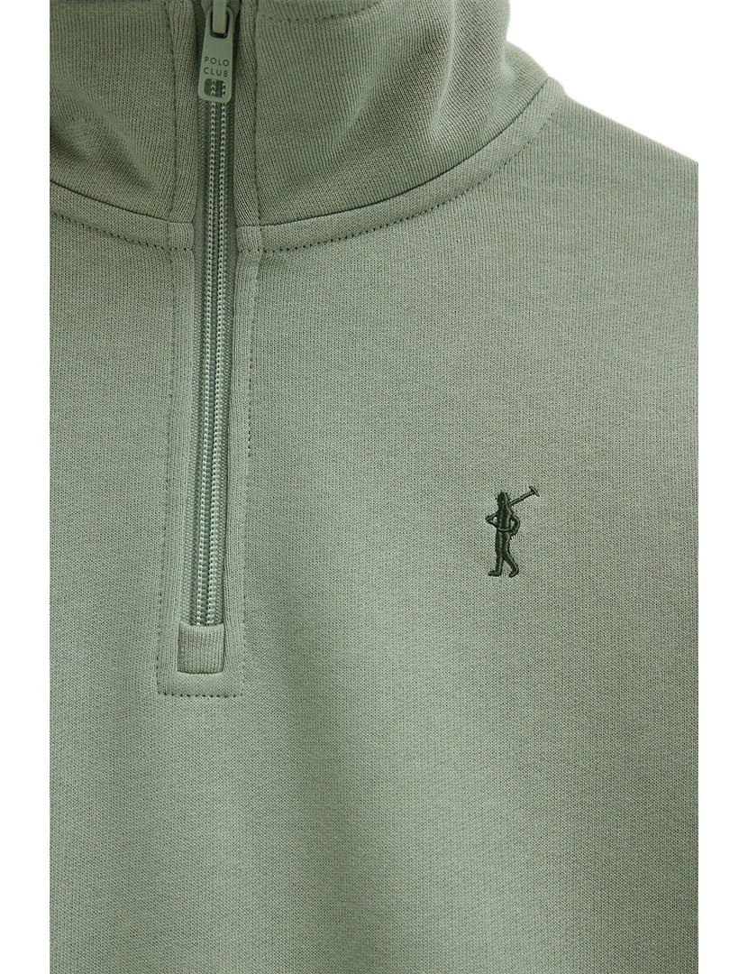 Sweatshirt meio zip Regular Fit Verde Claro